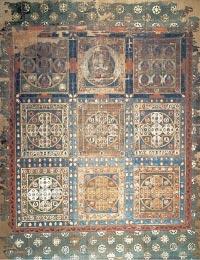 何体もの仏さまが碁盤の目のように綺麗に並んで描かれている曼荼羅の写真