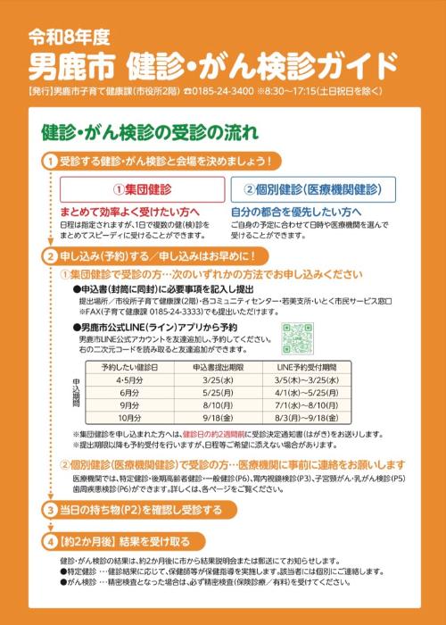 令和8年度男鹿市健診がん検診ガイド1P